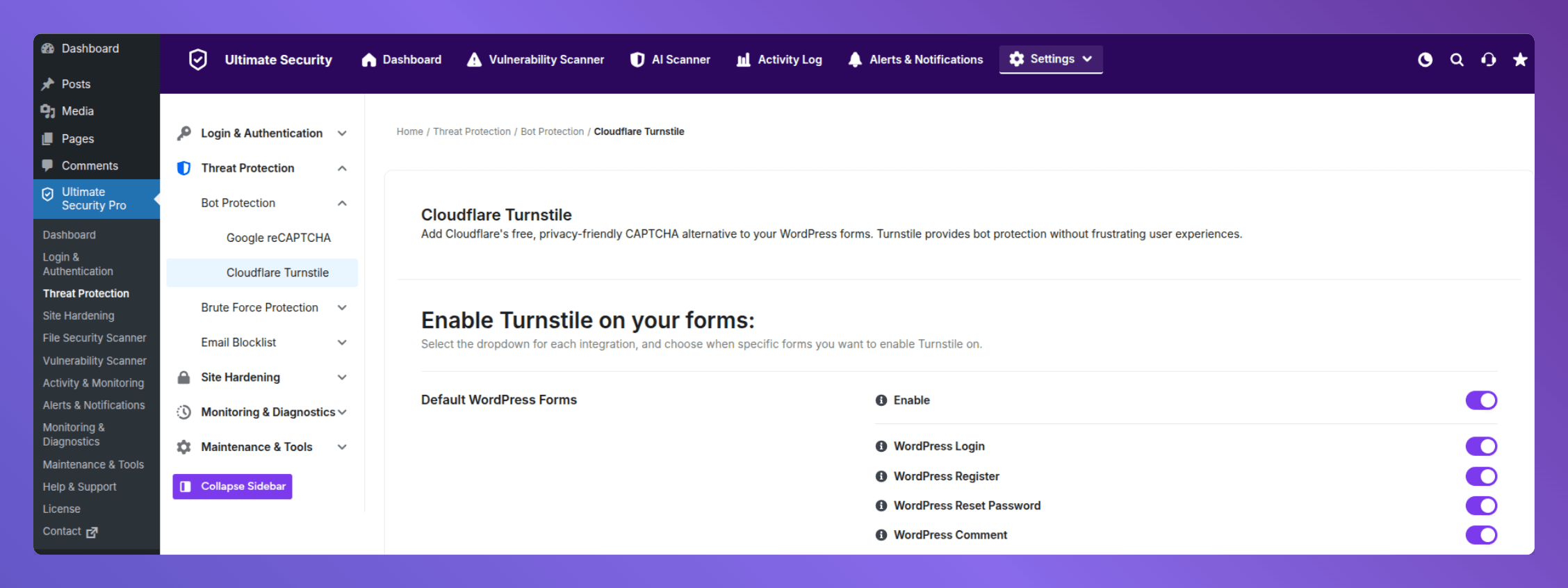 enable turnstile with ultimate security