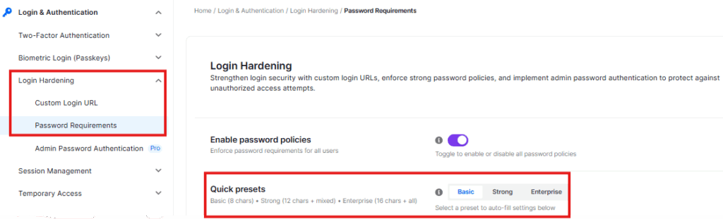 ultimate security password requirement