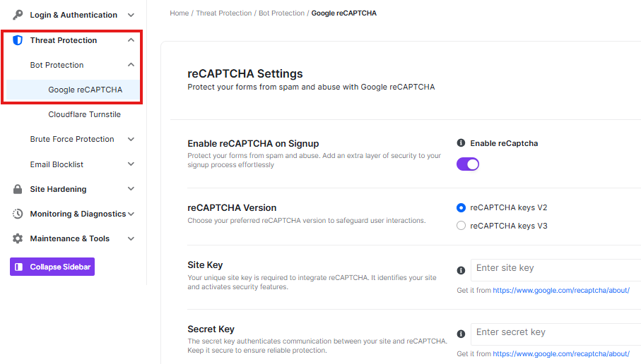 ultimate security bot protection google recaptcha