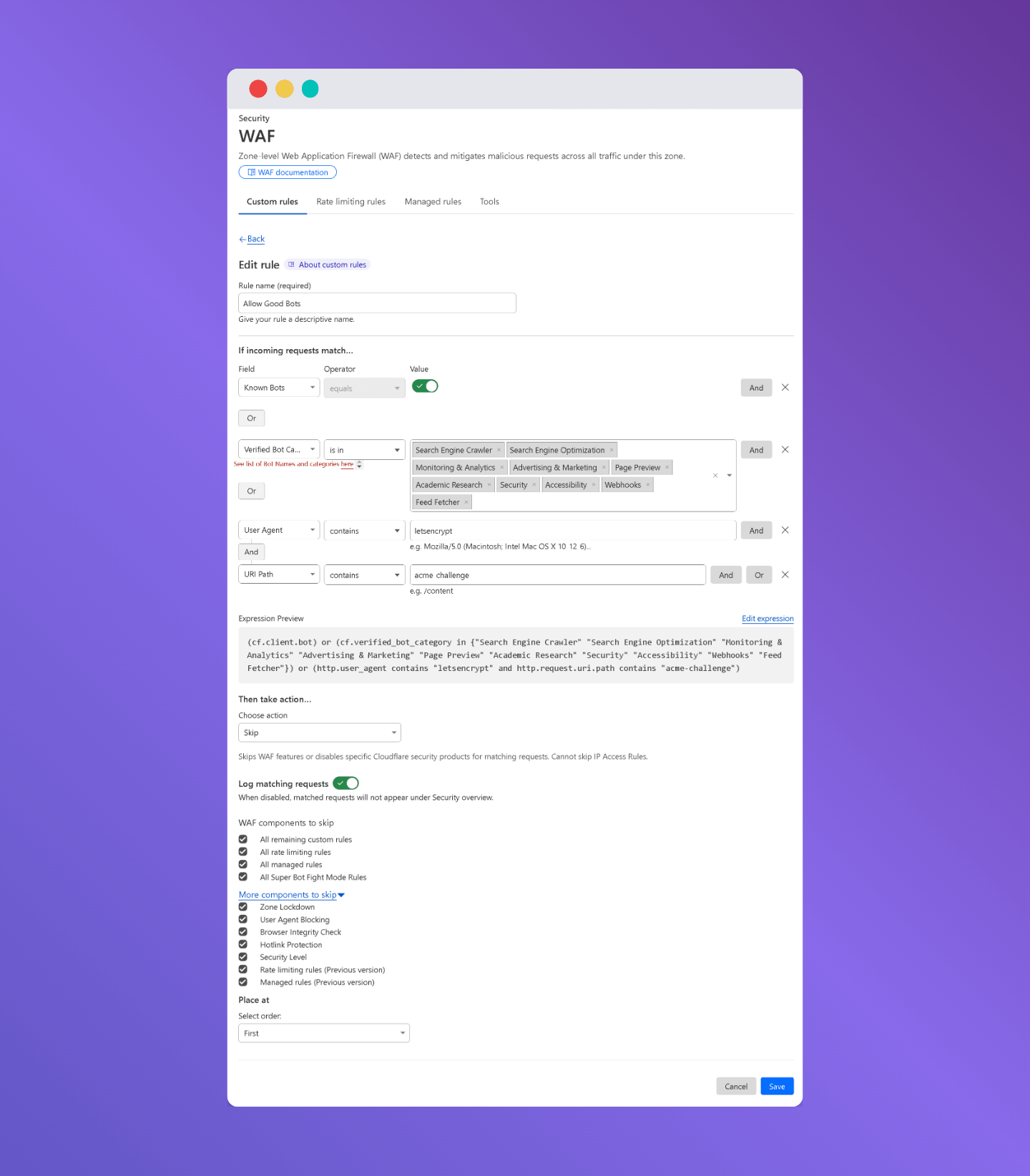 cloudflare allow good bot