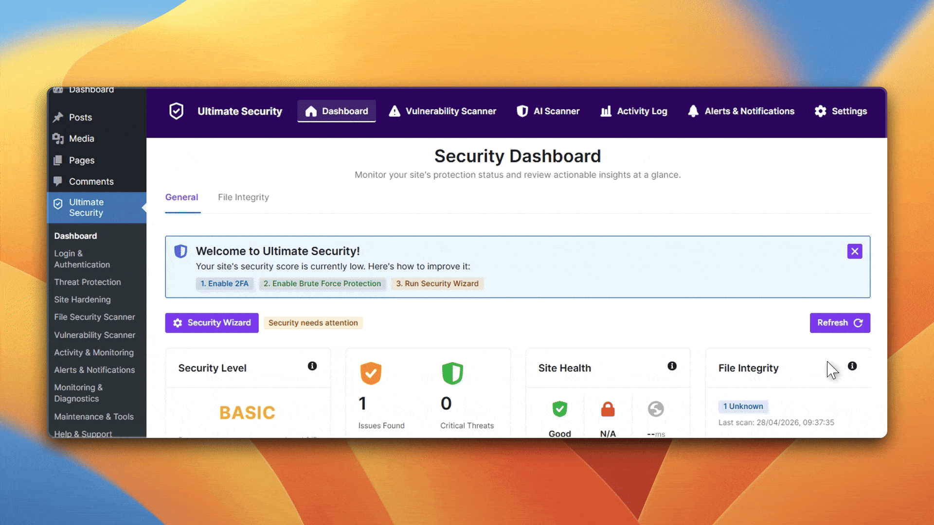 file integrity using ultimate security