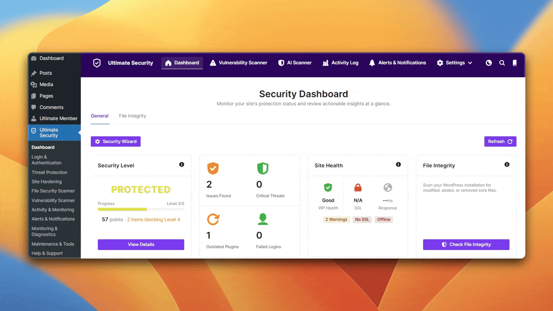 ultimate security plugin full dashboard