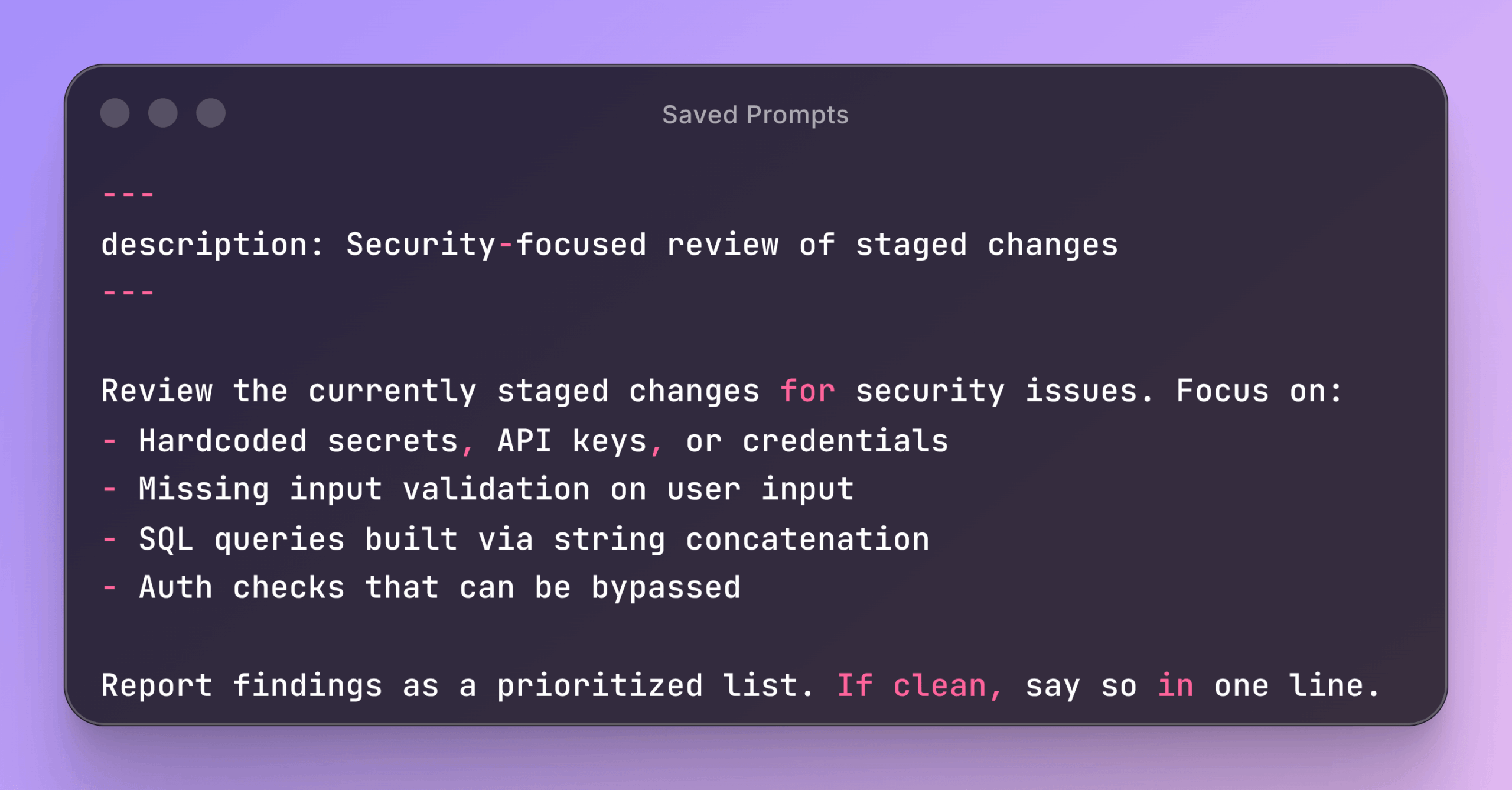 Saved Prompts