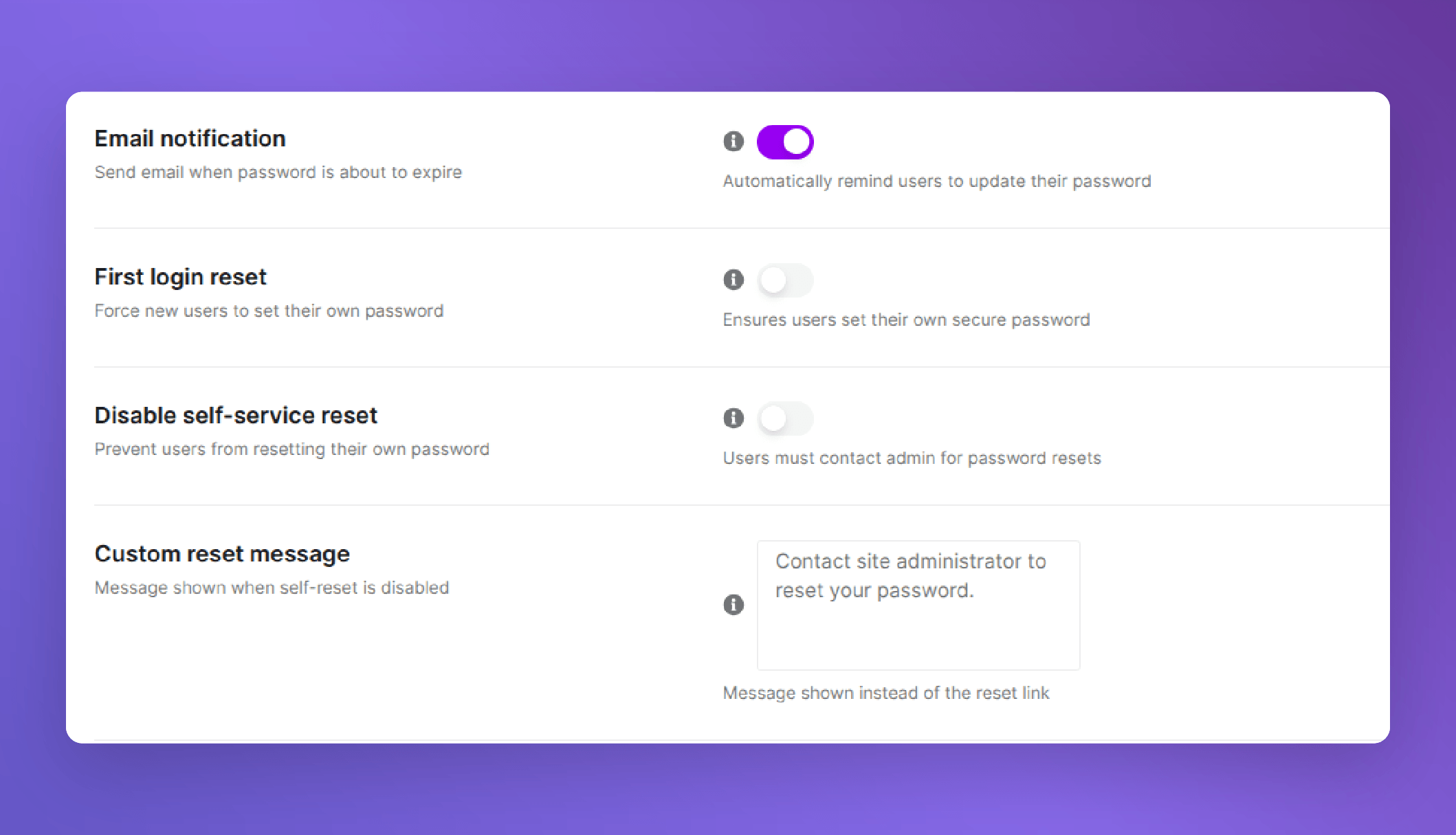 password email and others settings in wp ultimate security