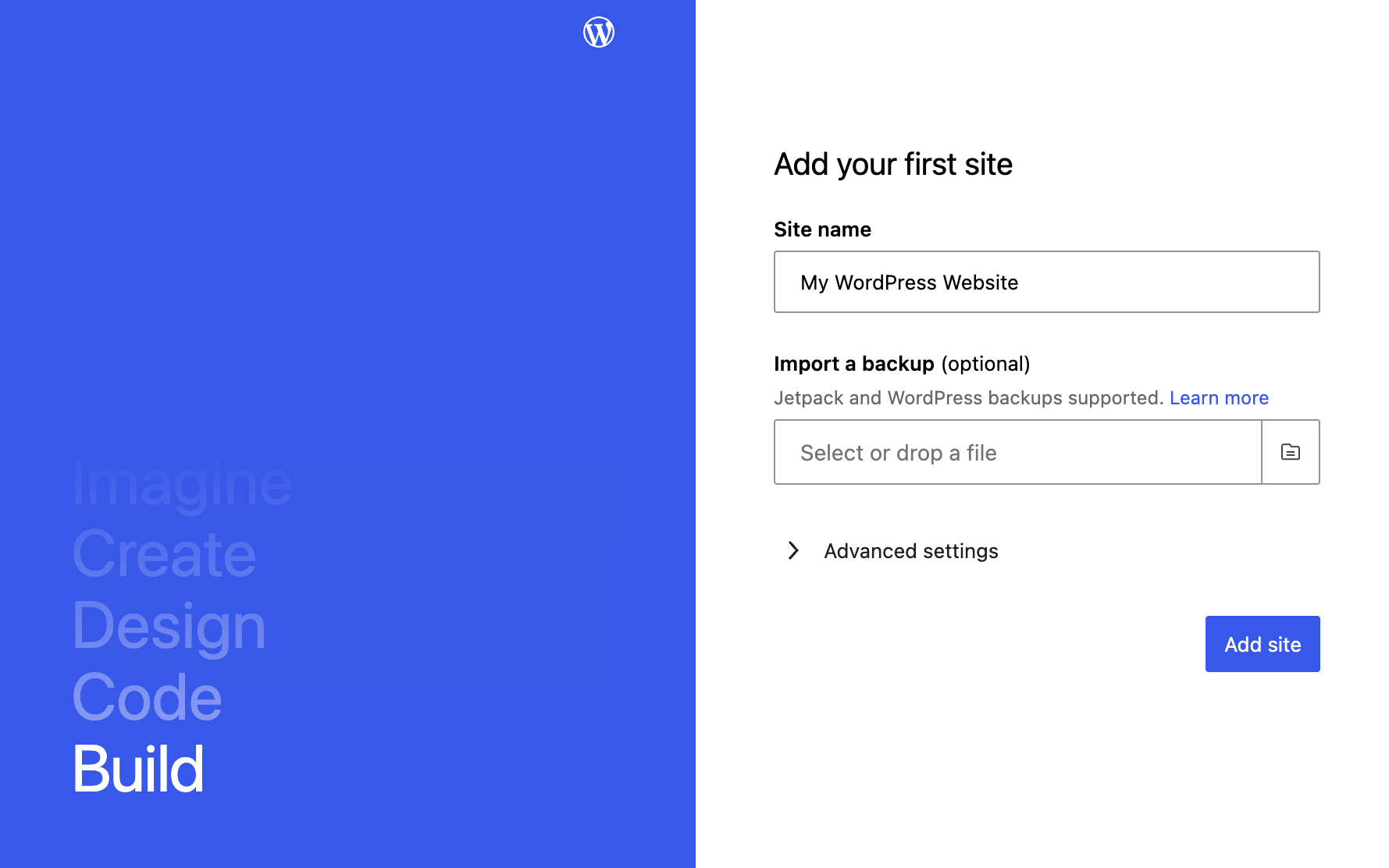 site create using wordpress studio