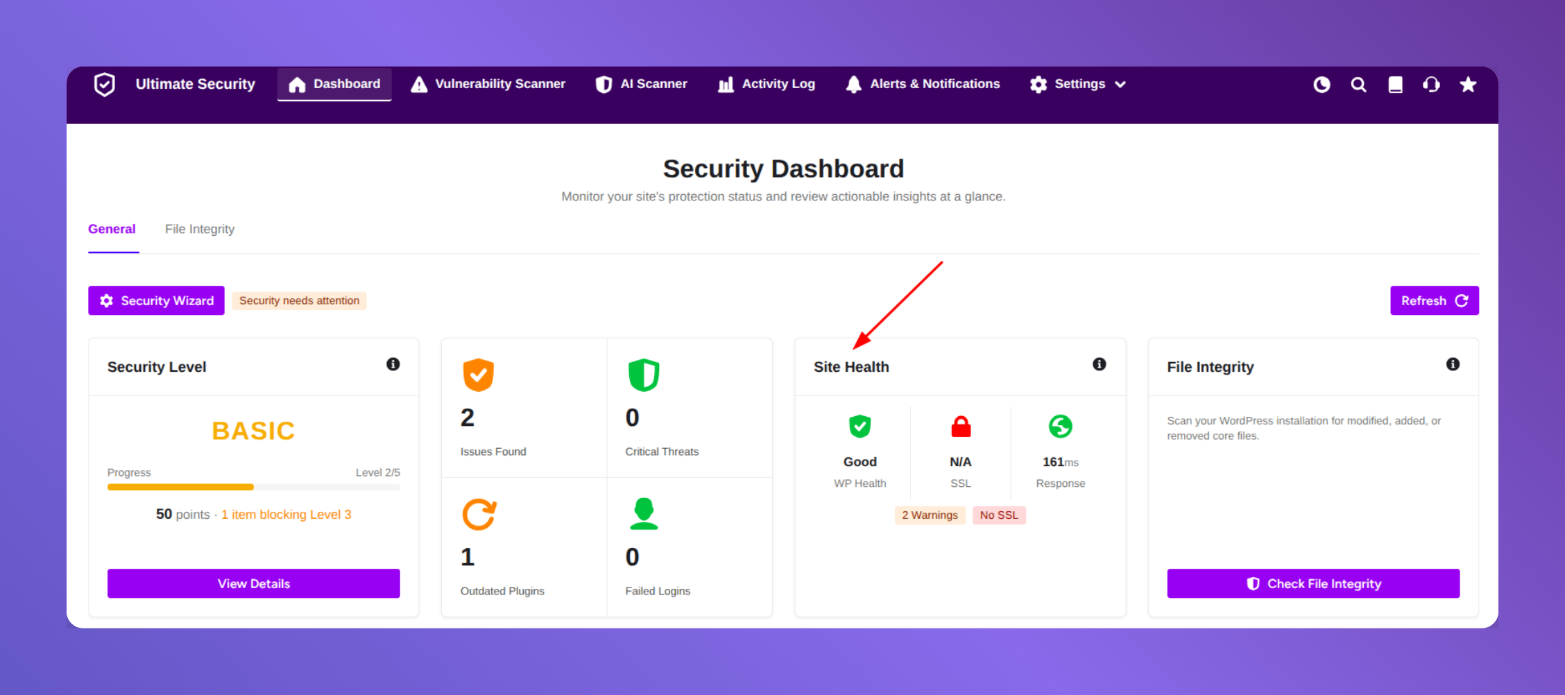 site health in the ultimate security dashboard view