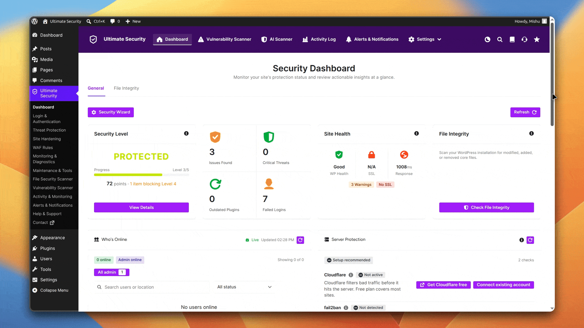 ultimate security plugin and cloudflare waf rules
