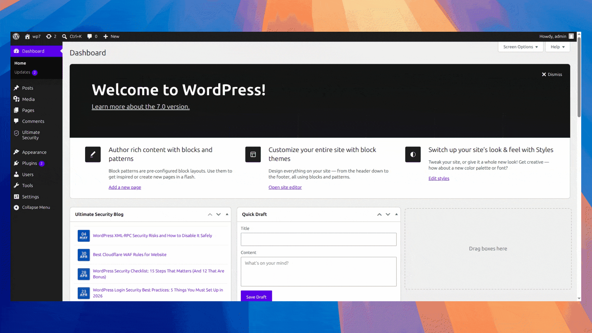 ultimate security in wordpress 7.0