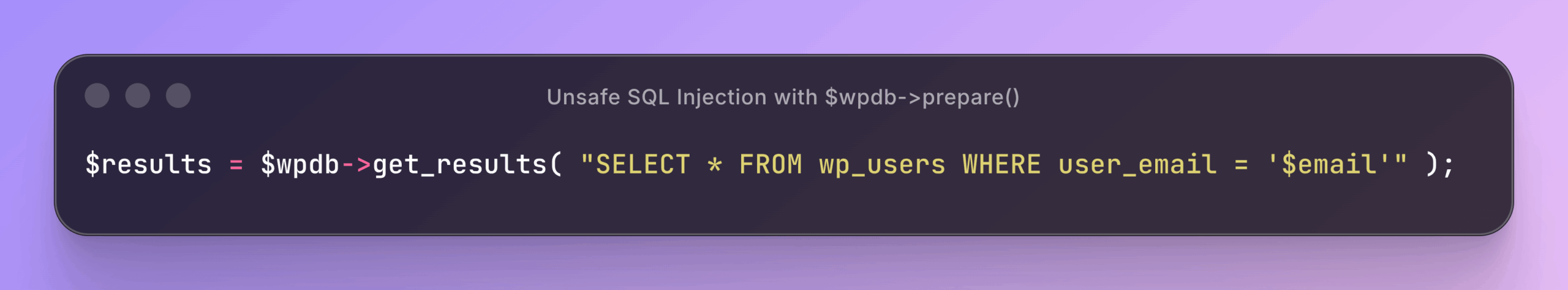 Unsafe SQL Injection