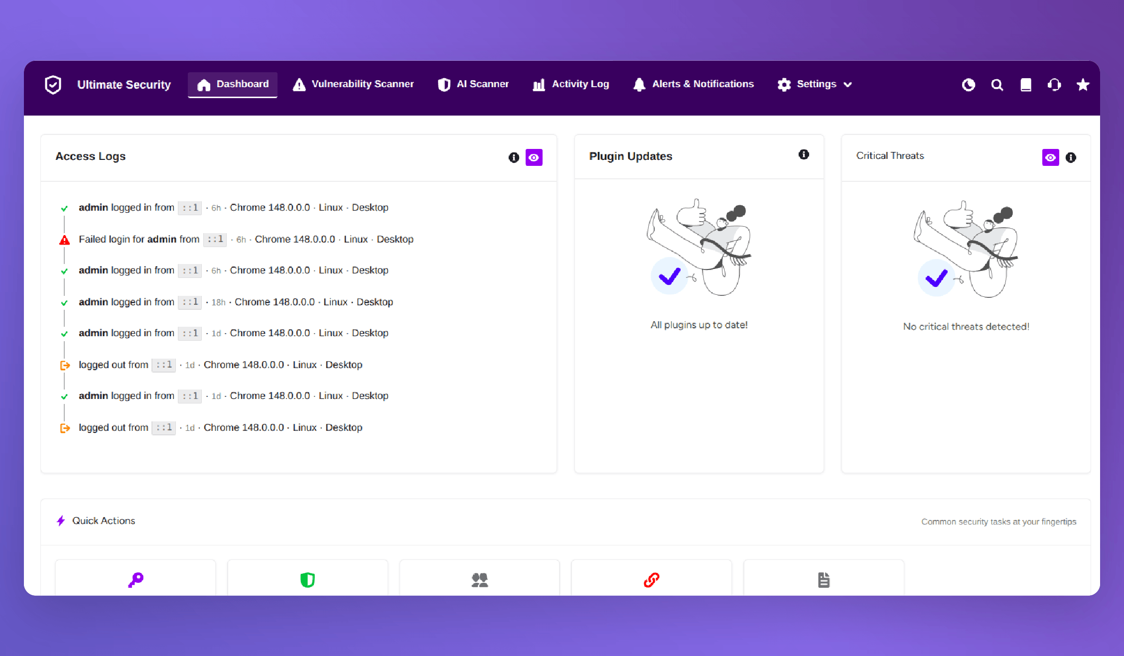 real time access logs in ultimate security