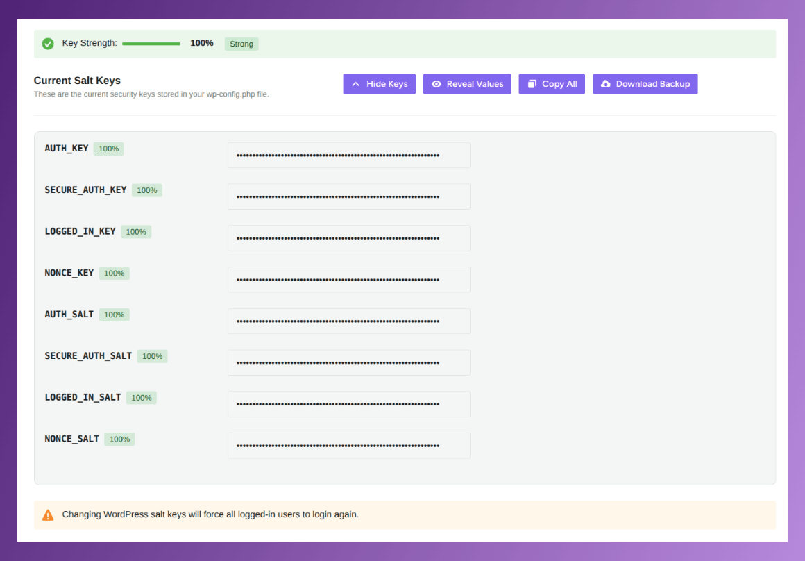 wordpress salt keys in ultimate security security keys