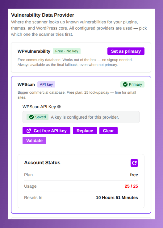wpscan api limit exceeds showing in ultimate security