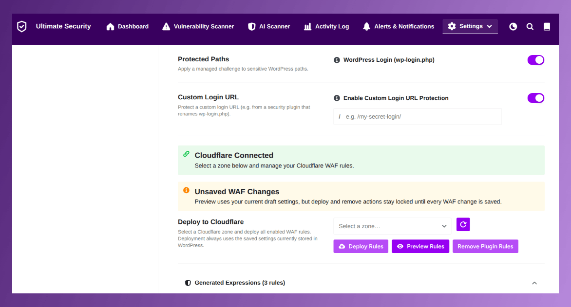 wordpress logins and harden with cloudflare
