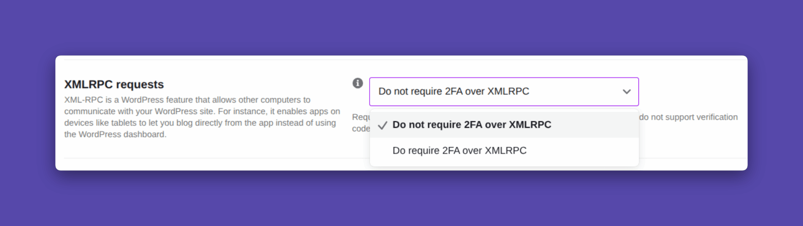 xml rpc settings in 2fa ultimate security