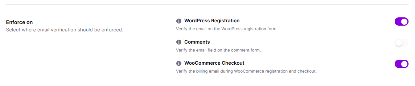 email verification enforce settings in ultimate security