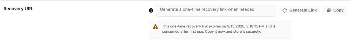 recovery url in login limit attempts settings in ultimate security