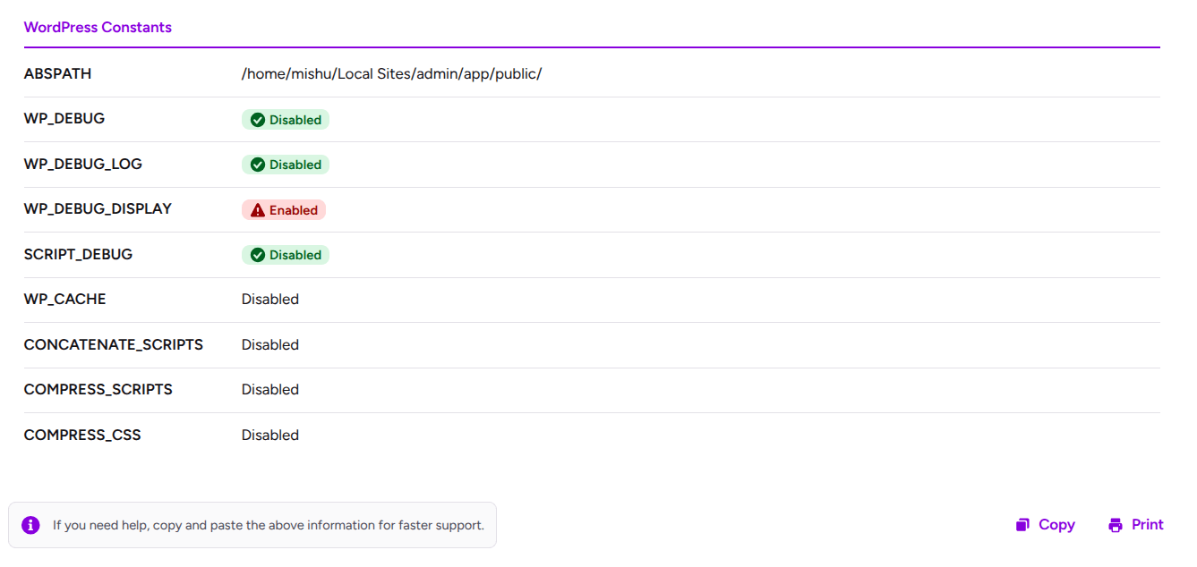 WordPress Configuration Constants in the ultimate security site health