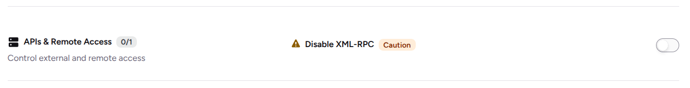 enable or disable xmlrpc settings in security hardening in ultimate security