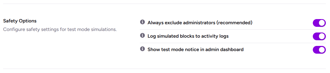 wordpress ultimate security test mode safety option
